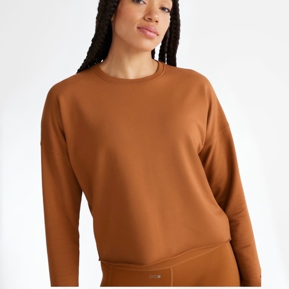 Knix Cropped Sweatshirt, Caramel, Small - Picture 1 of 9